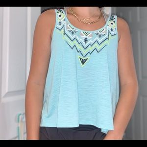 Blue tank top with design
